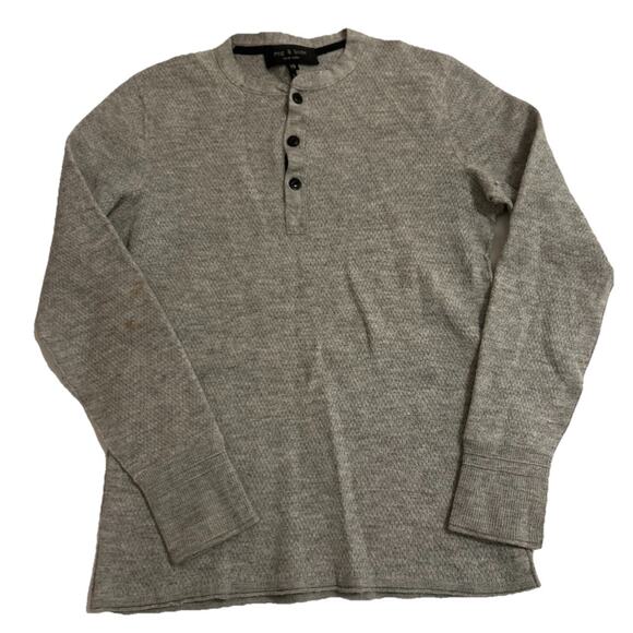 Rag & Bone X-Small Gray Merino Wool Blend Long Sleeve Henley Pullover Sweater - Picture 2 of 12